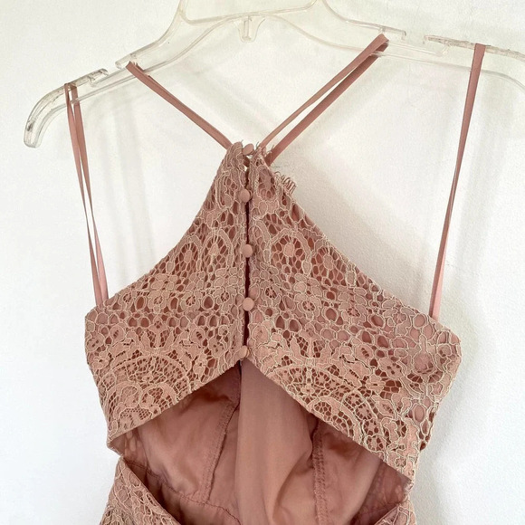 ASOS Blush Pink Lace Pinny Scallop Edge Midi Racerback Formal Dress - Picture 6 of 10